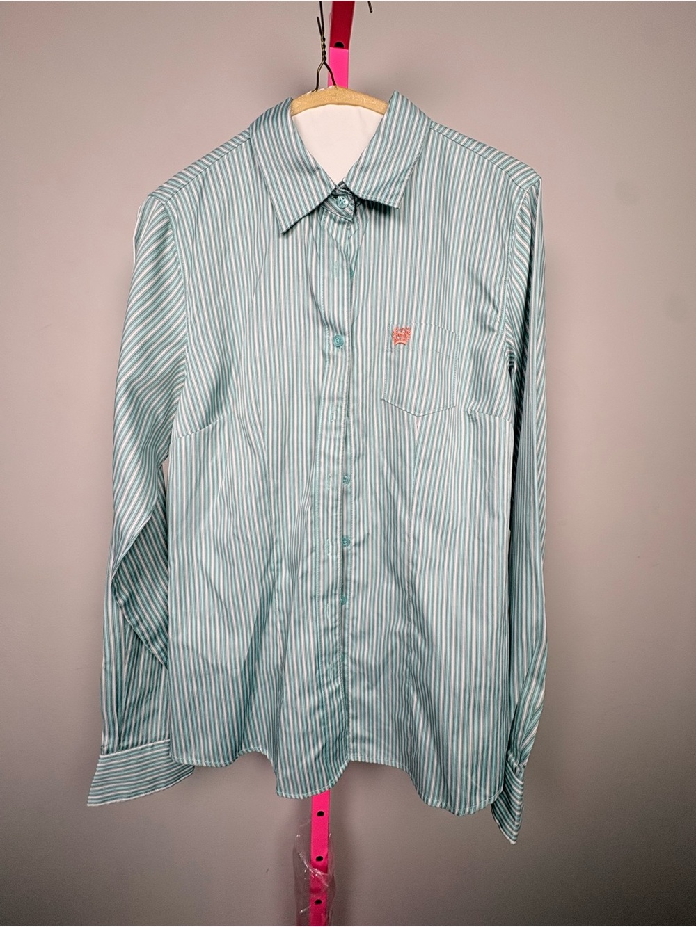 Cinch Mint-Striped Button Down Shirt - Women's